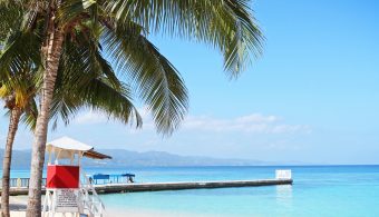 Pier and beach at Doctors Cave Beach in Jamaica
